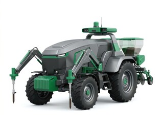 Obraz premium Autonomous tractor, precision farming element, isolated on white background
