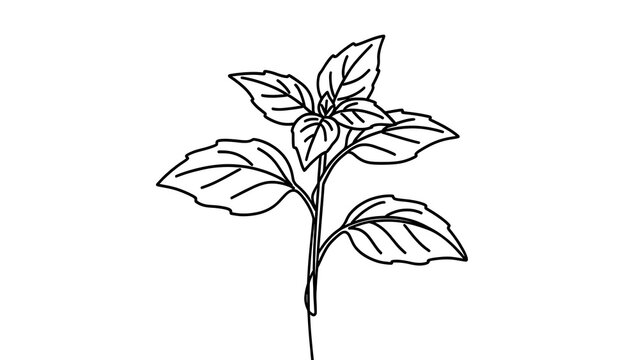 Basil plant illustration on white background.
