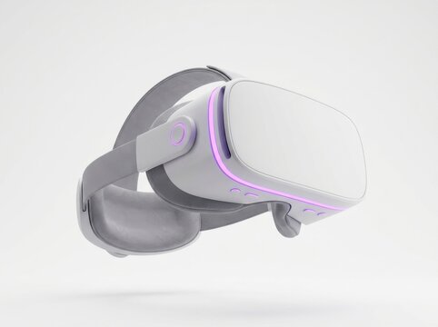 Virtual reality headset, immersive technology element, isolated on white background