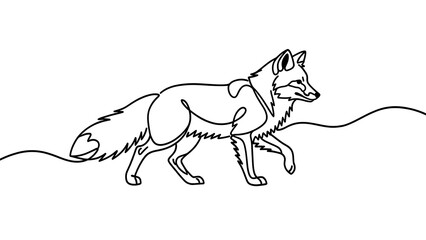 Obraz premium Fox line art illustration on white background.