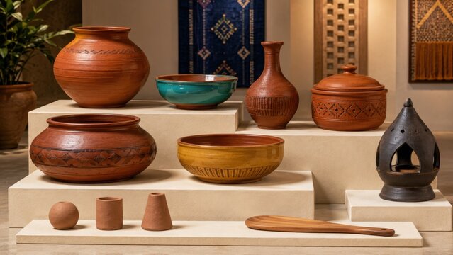Traditional Terracotta Pottery Collection With Modern Clay Forms
