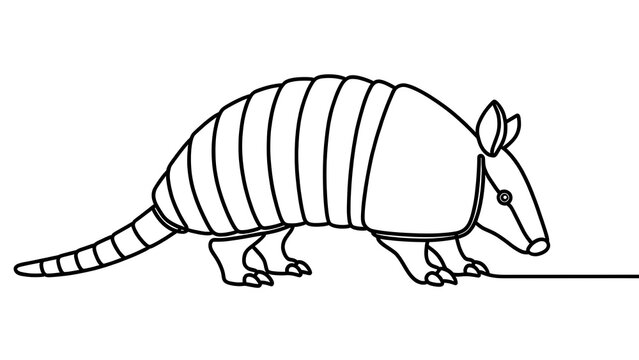 Armored armadillo illustration on white background.