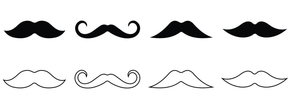 Classic Mustache Vector Icon Pack Featuring Gentleman, Hipster, Barber Shop and Vintage Facial Hair Symbols