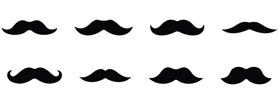 Classic Mustache Vector Icon Pack Featuring Gentleman, Hipster, Barber Shop and Vintage Facial Hair Symbols