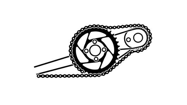 Mechanical gear system illustration white background.