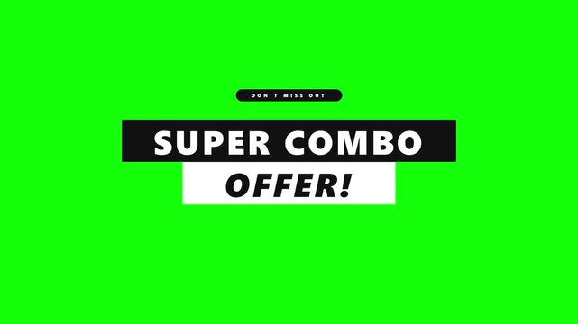 Super combo offer animated text overlay on green screen for sales and marketing promotions