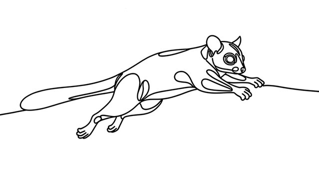 Minimalist line art possum white background.