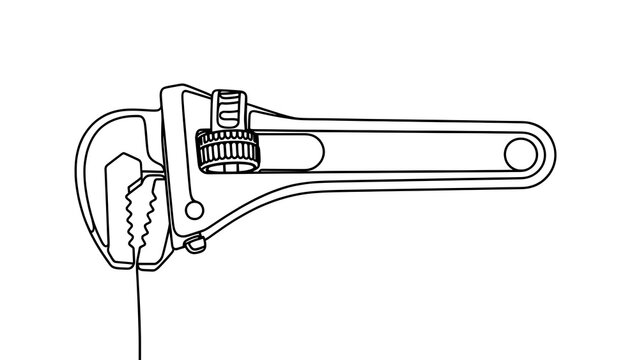 Illustration of pipe wrench tool on white background.