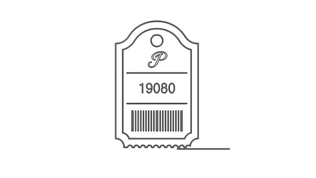 Vintage ticket design with number 19080 white background.