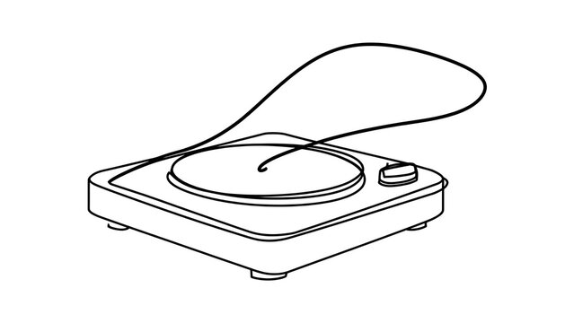 Vinyl record player on white background.