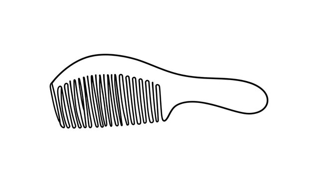 Simple black hair comb illustration white background.