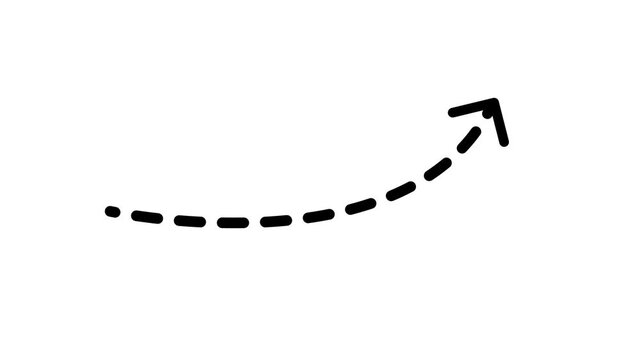 Curved dashed arrows simple motion graphic animation in a clean minimal style with isolated background and chroma key