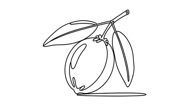 Minimalist olive drawing on white background.