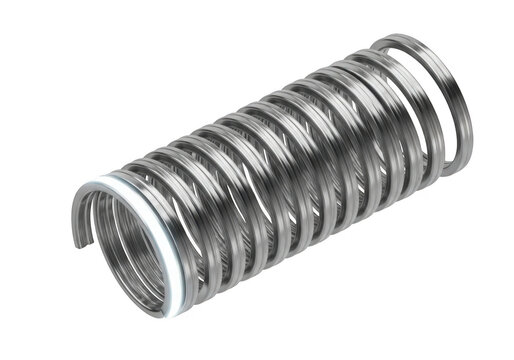 Metal coil spring isolated on transparent background for industrial use
