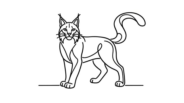 Lynx line art illustration on white background.