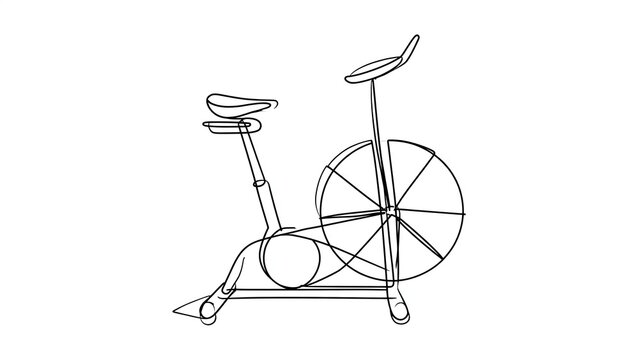 Stationary exercise bike illustration white background.
