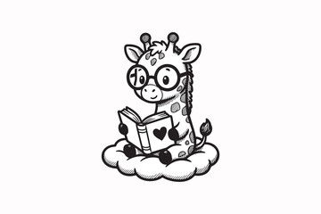 Fototapeta premium Cute Giraffe Reading Book vector