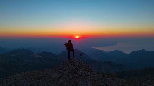 Aerial Orbit Mountain Peak Silhouette
