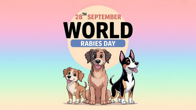 World rabies day awareness poster featuring three cute dogs illustration awareness september veterinary medicine