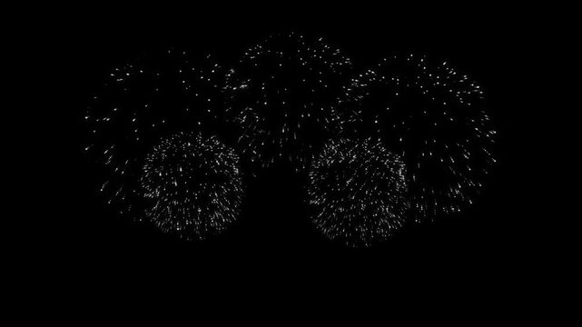Luxury fireworks particle glitter trail animation with golden glitter burst explosions, festive sparkle lights, elegant celebration display, seamless loop effect for New Year festivals in 4K animation