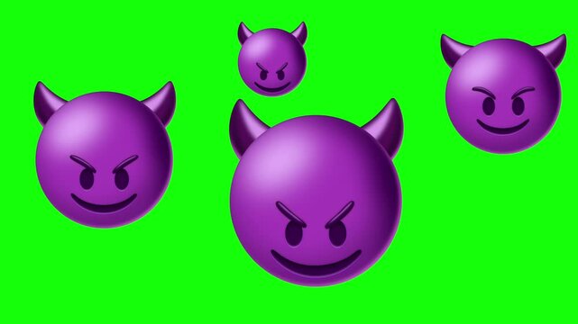 Devil angry emoji on green screen background