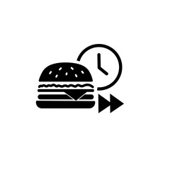 Fototapeta premium Fast Food Burger with Clock Icon Representing Quick Meal, Fast Delivery and Time Saving Concept