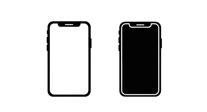 Vector illustration of two smartphones with notch on a transparent background