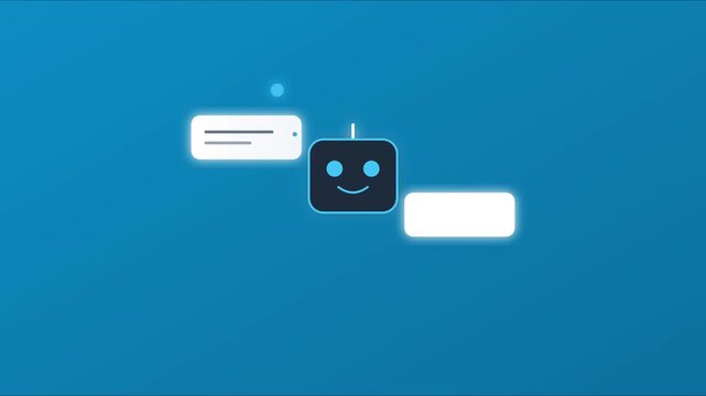 Animated chatbot character with floating ui for artificial intelligence and customer support technology concepts animation 4k