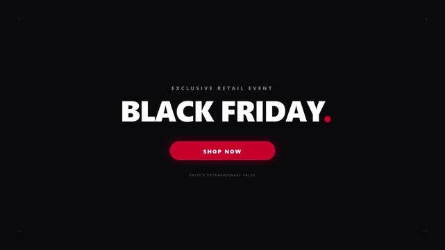 Black friday sale motion with shop now button exclusive retail event animation promotion