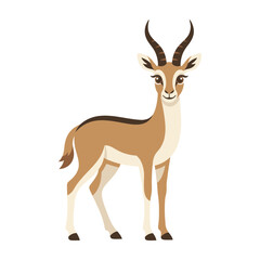 Fototapeta premium Brown gazelle with horns standing alone on white background looking at camera