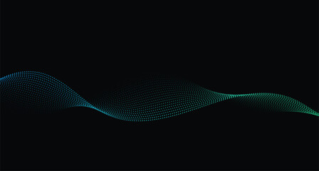 Fototapeta premium Flowing Colorful Dot Particles Wave with Spectrum Light Gradient on Black Background