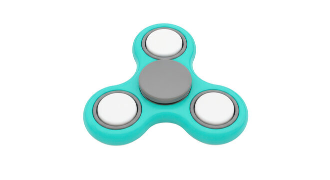 Colorful fidget spinner with three arms and a central bearing