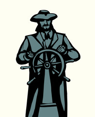 Vector drawing. The captain at the helm © Marina