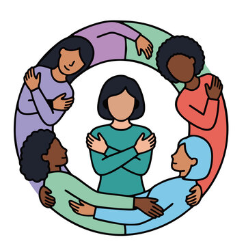 Diverse Women Supporting Each Other in a Circle, Community Care and Self Love Concept