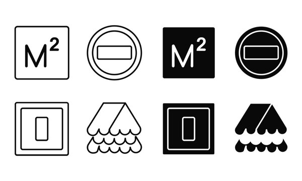 Modern geometric icons with square and circular shapes