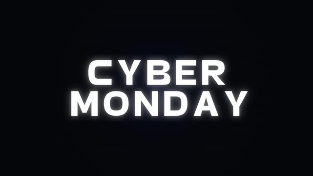 Cyber monday glowing text animation for e-commerce sales and digital marketing promotions
