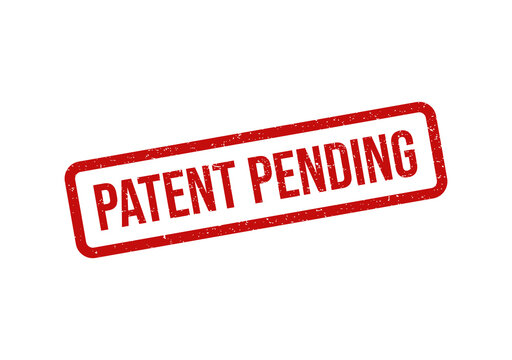 Red patent pending rubber stamp icon