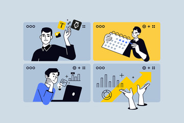 Creative business concepts of graphic design, event, seo and planning. Vector illustration for web banner, social media banner, business presentation, marketing material. 