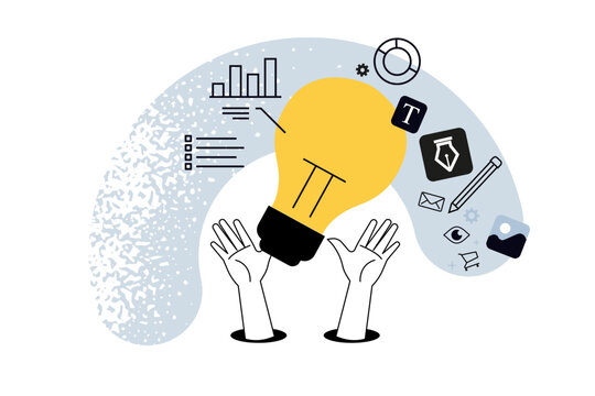 Creative business concept of business idea development. Vector illustration for web banner, social media banner, business presentation, marketing material. 