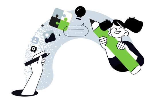 Creative solutions. Vector illustration for web banner, social media banner, business presentation, marketing material. 