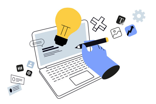 Creative business concept of project development. Vector illustration for web banner, social media banner, business presentation, marketing material. 