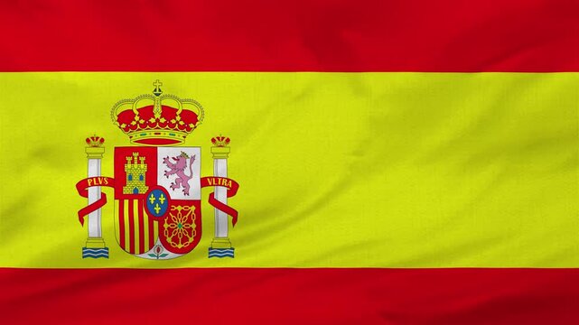 Spain Flag Waving Animation, Realistic Spanish National Flag Loop Background 4K