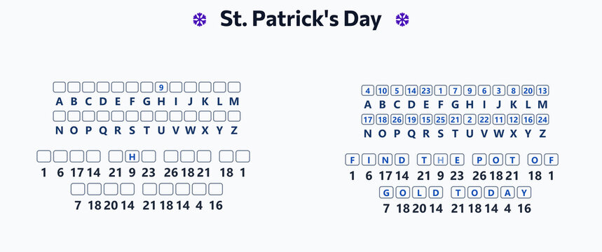 St. Patrick's Day Cryptogram with Letters and Numbers  