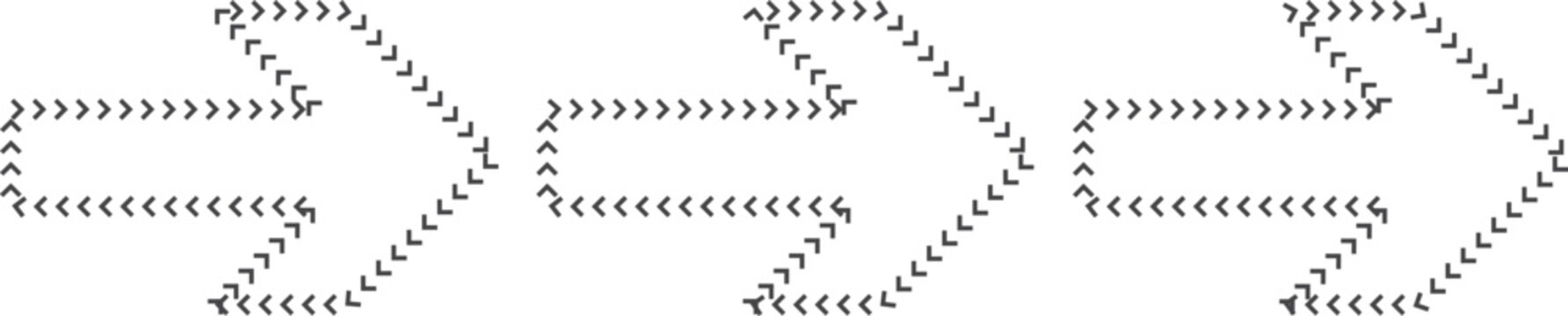 Set of zigzag and diagonal lines pattern arrow Vector