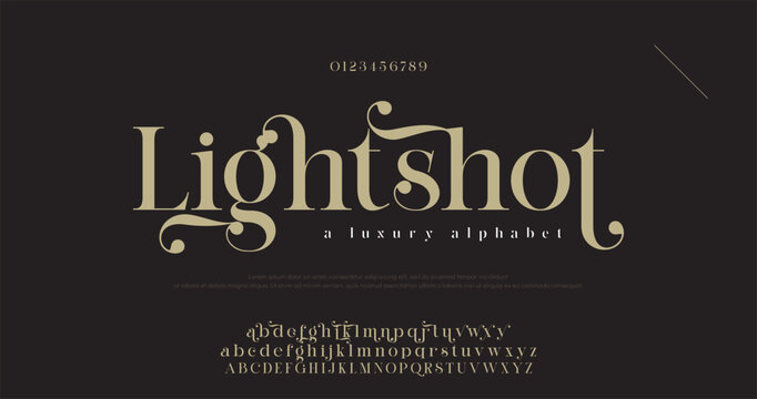 Lightshot, typography beauty fashion elegant minimalist serif italic fonts decorative wedding vintage retro logos. Minimal luxury font alphabet logo. Vector illustration 