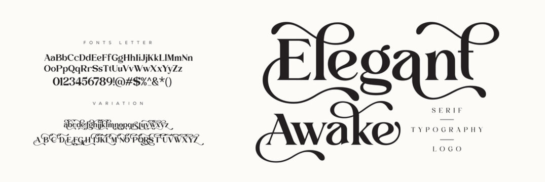 Elegant ligature alphabet letters font logo. Typography luxury classic lettering serif fonts decorative wedding vintage retro logos, design for fashion,beauty shop and brand . vector illustration