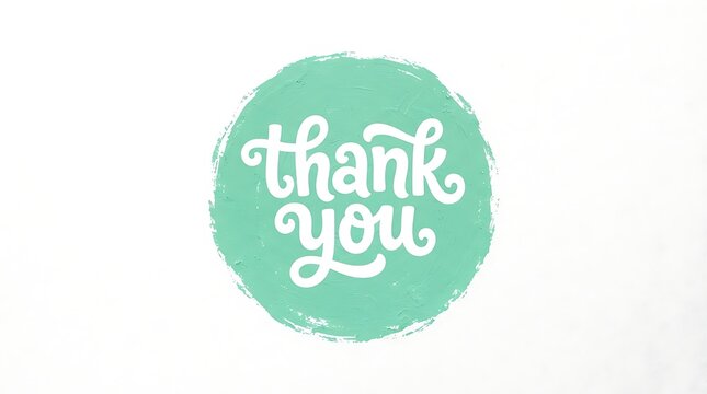 Handwritten thank you lettering on a mint green painted circle