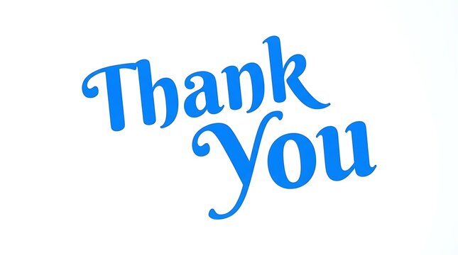 Blue thank you text isolated on white background