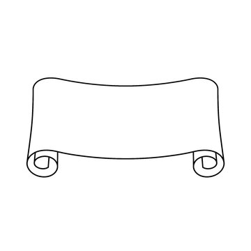 Hand drawn sketch of vintage scroll with ends curled down isolated on white background. Minimalist line art illustration.
