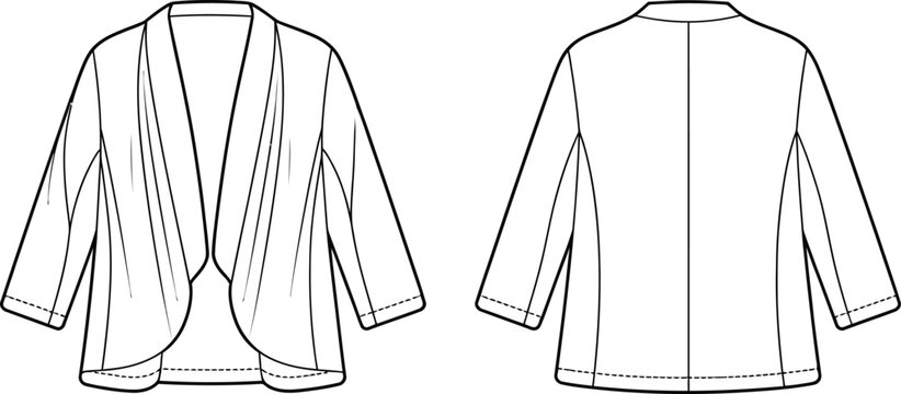 Black and white of two women's blouses with ruffled sleeves ruffles